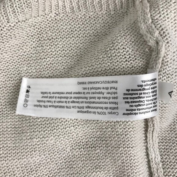 Eileen Fisher Bone Gold Trim Button Front Cardigan  Size X-Large - Picture 8 of 10